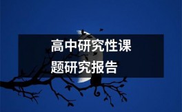 高中研究性课题研究报告